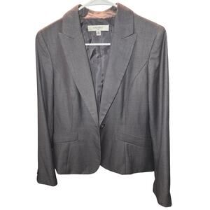 Nine West Women's Gray Suit Blazer Professional Single Button Size 8